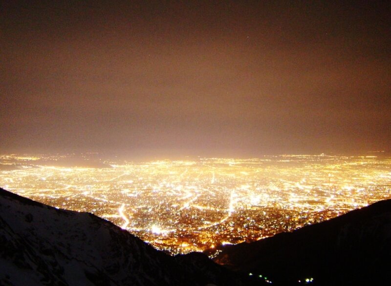night view of city from mountain