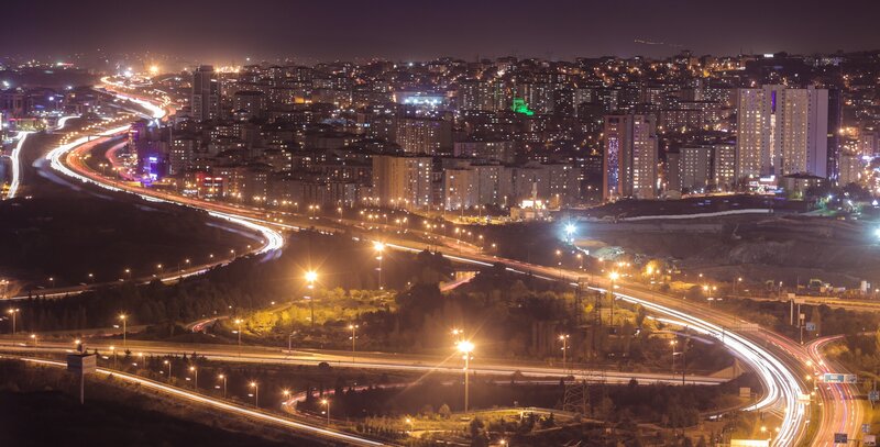 Night view of city highway