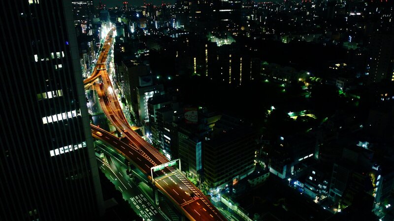 Night view of city highway