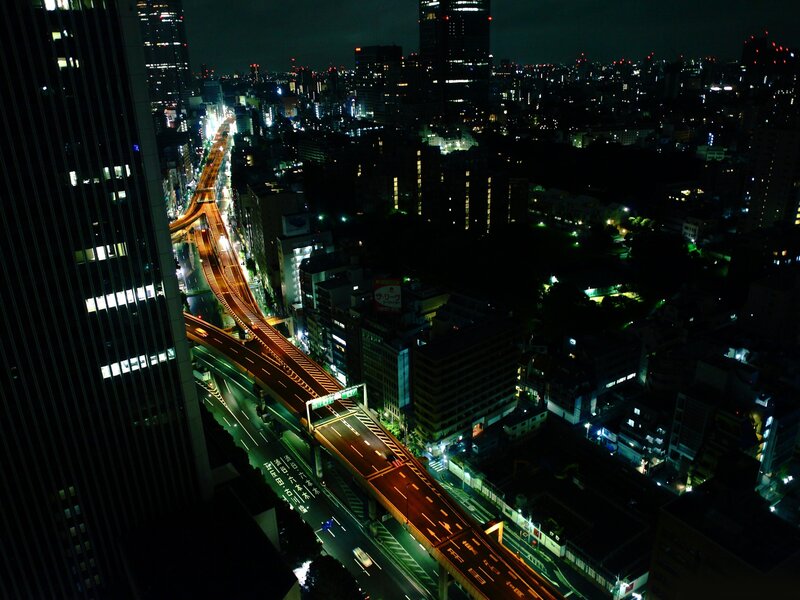 Night view of city highways