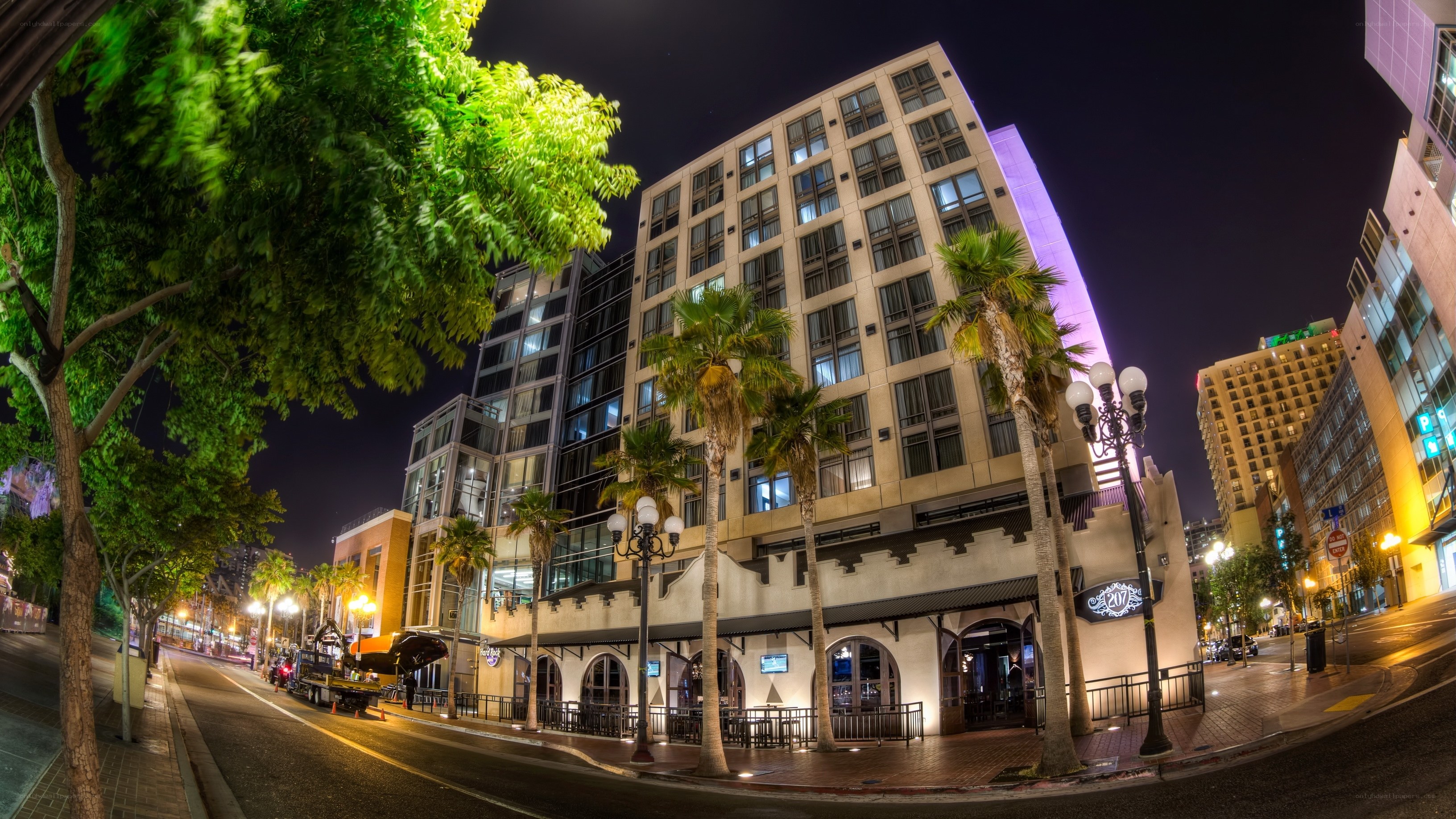 Night view of city hotel
