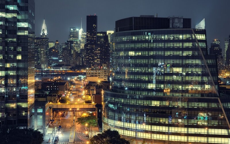 Night view of city skyline