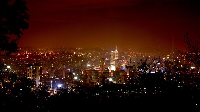 night view of city skyline