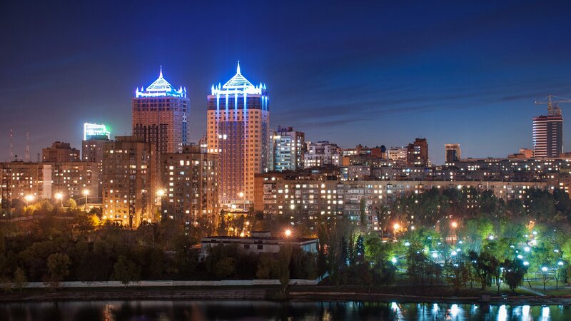 Night view of city skyline