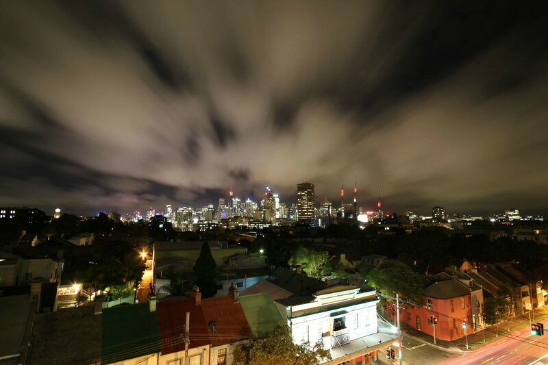 Night view of city skyline