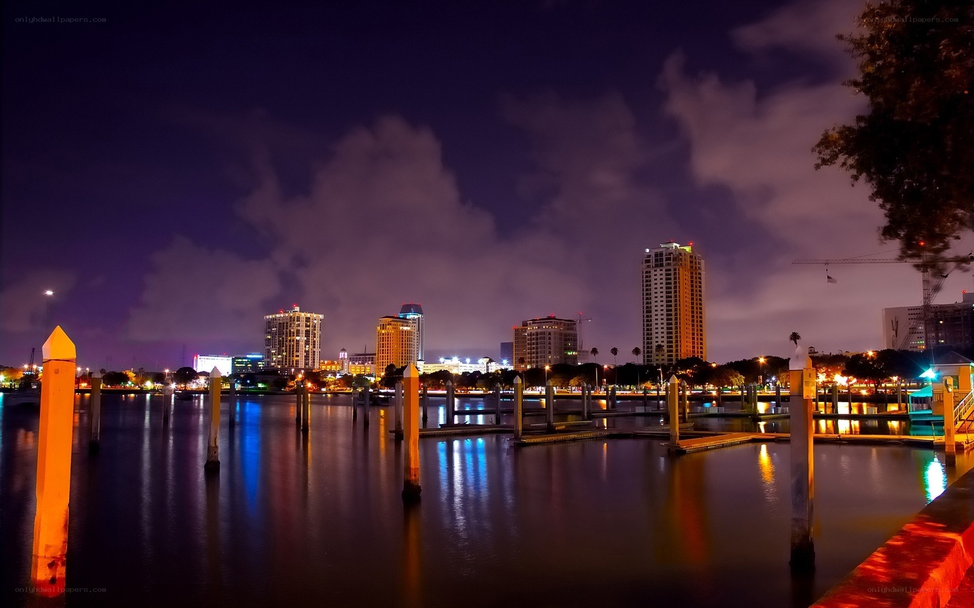 Night view of city skyline