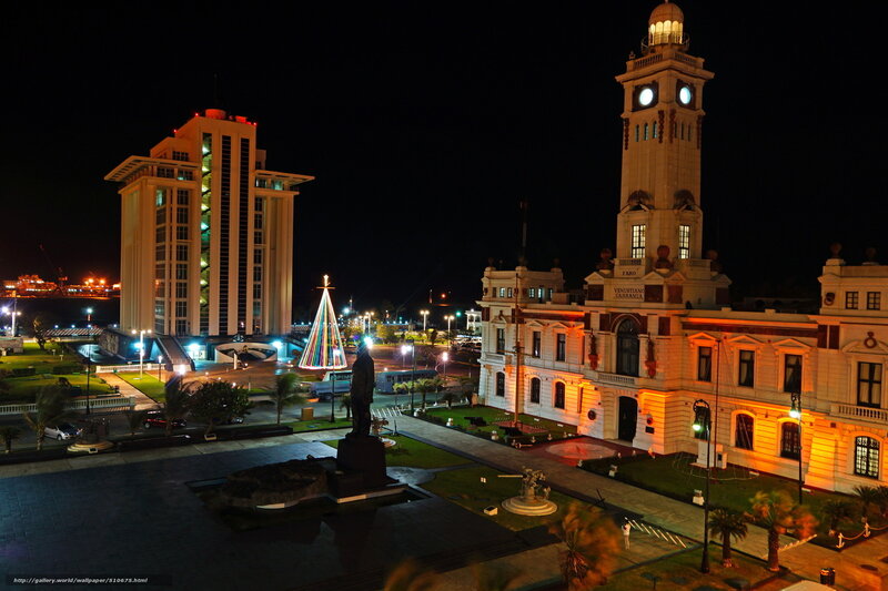 night view of city square