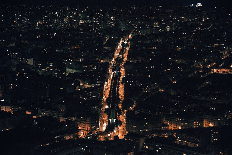 night view of city street