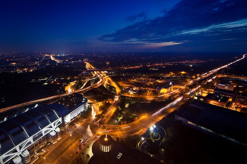 Night view of city traffic