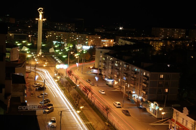Night view of city traffic