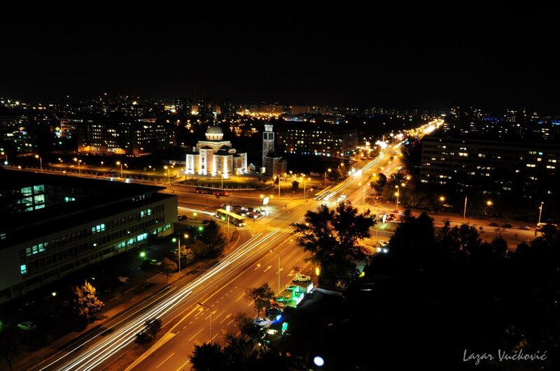 Night view of city traffic