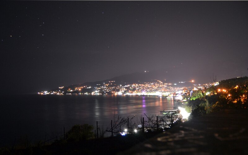 night view of coastal city