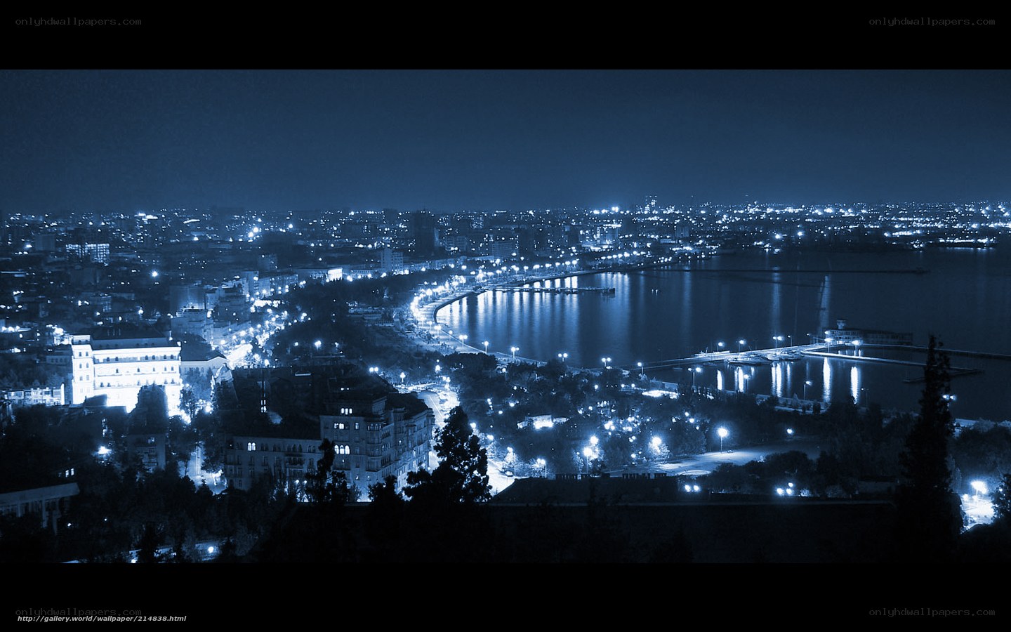night view of coastal city