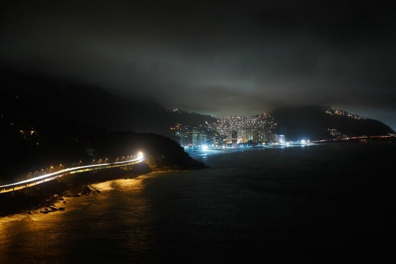 night view of coastal city
