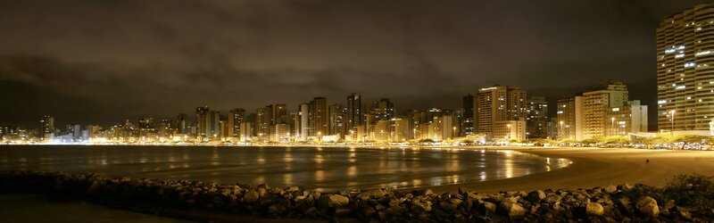 night view of coastal city