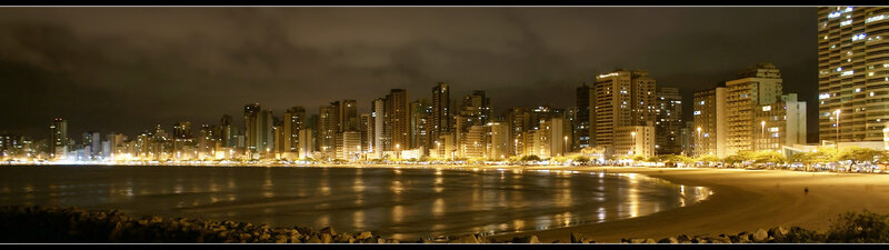 night view of coastal city