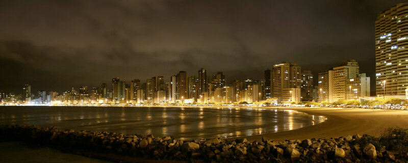 night view of coastal city