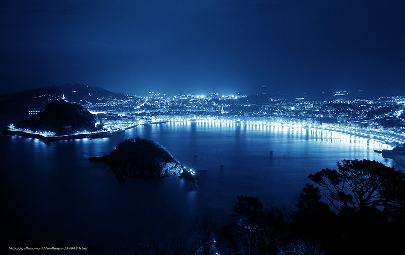 night view of coastal city