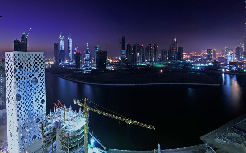 Night view of Dubai skyline