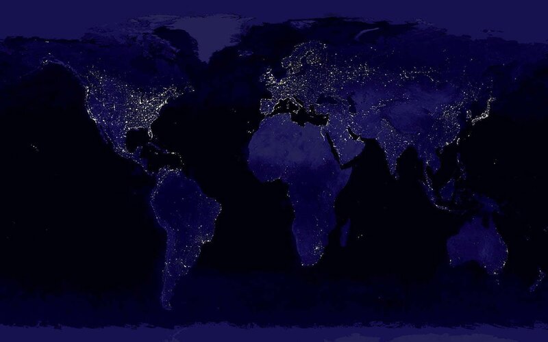 night view of earth from space