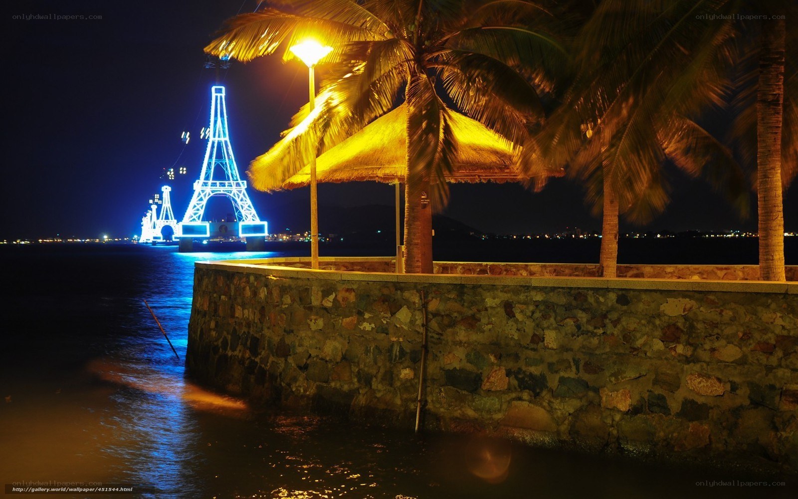 Night view of Eiffel Tower replica