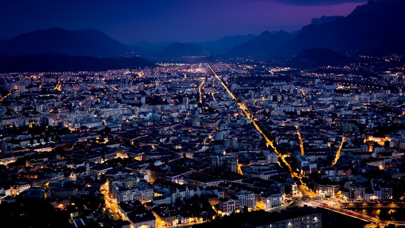 night view of grenoble city