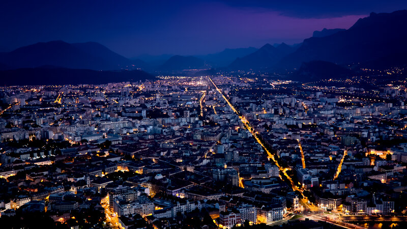 night view of grenoble city