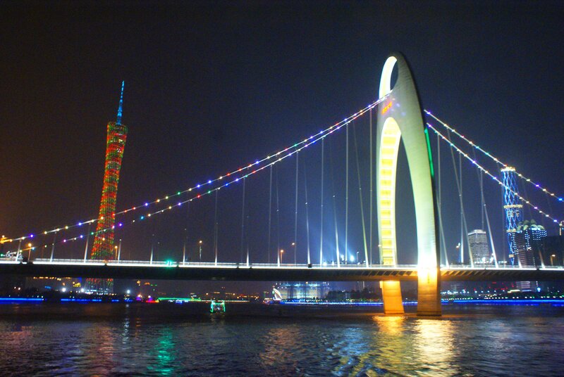 night view of guangzhou bridge