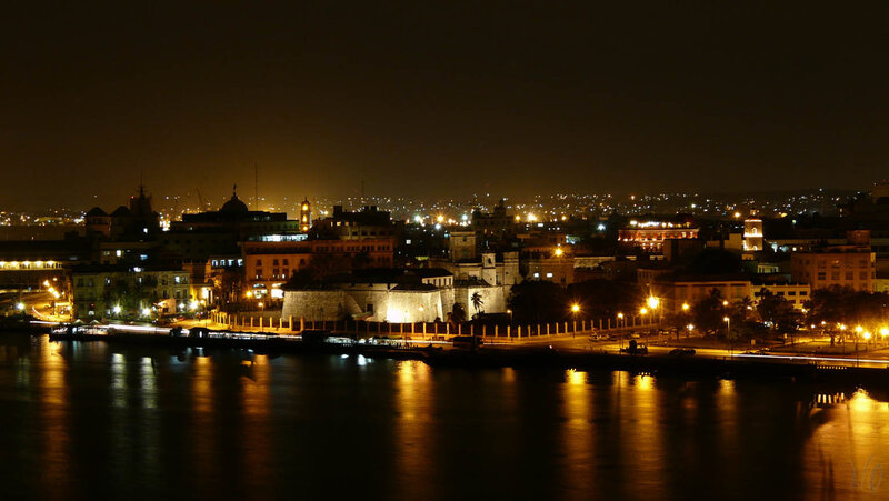 night view of havana harbor
