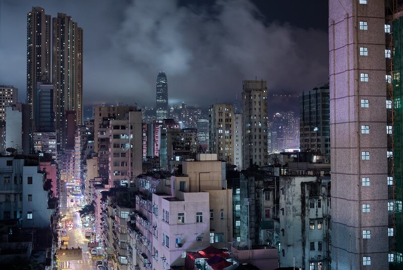 Night view of Hong Kong cityscape