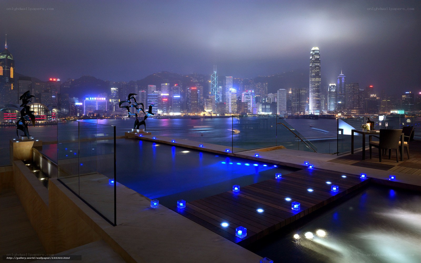 Night view of Hong Kong skyline