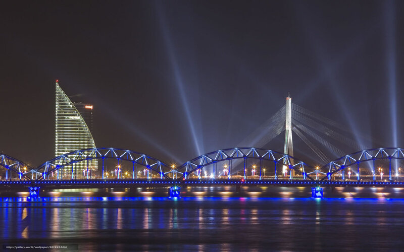 Night view of illuminated bridges