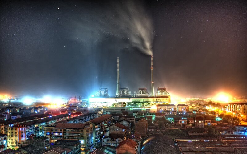 night view of industrial city