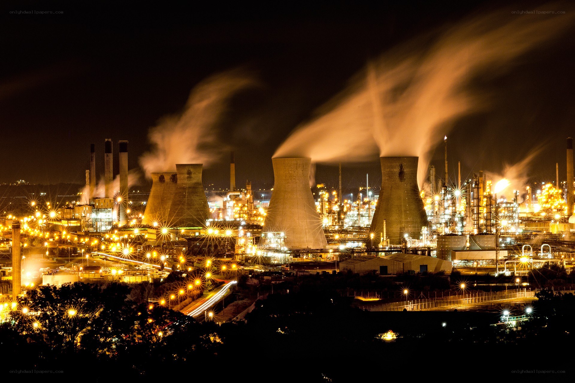 Night view of industrial complex