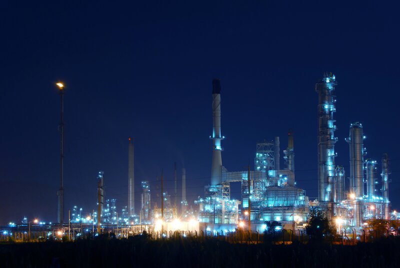Night view of industrial plant