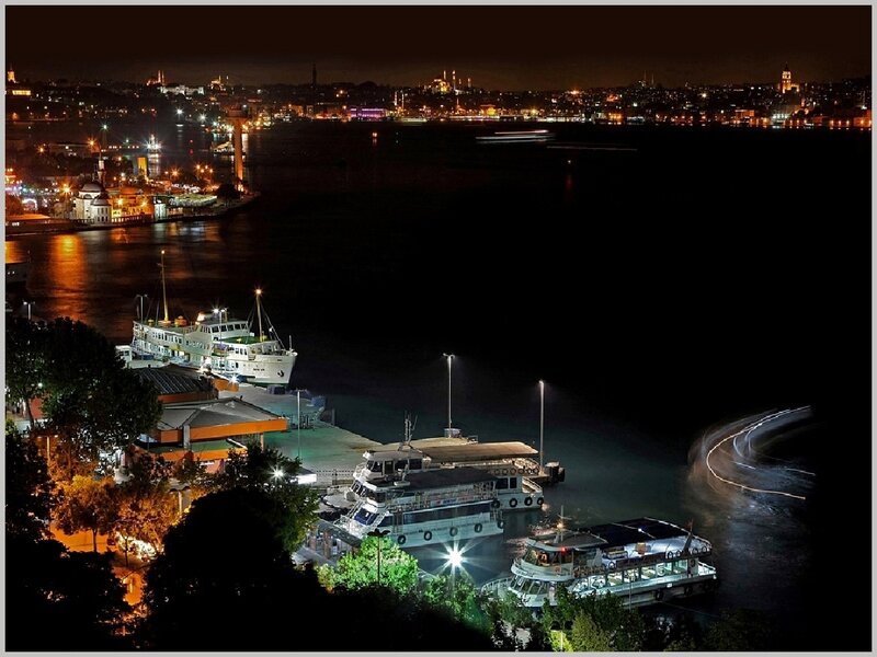 night view of istanbul harbor