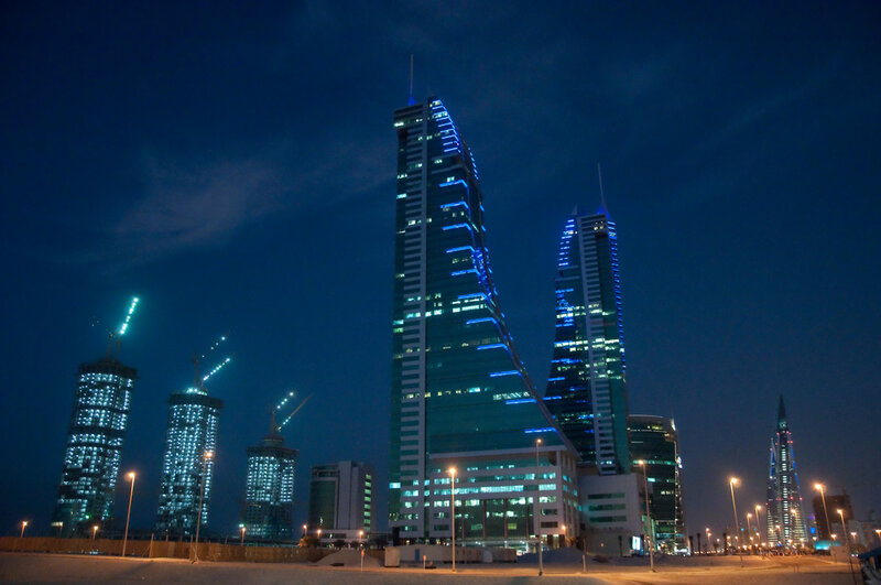 Night view of Kuwait City skyline