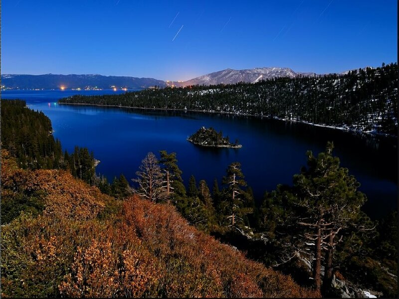 Night view of Lake Tahoe