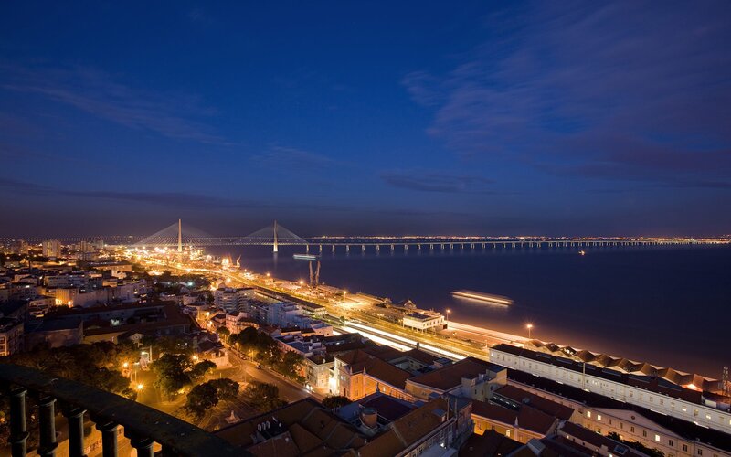night view of lisbon city