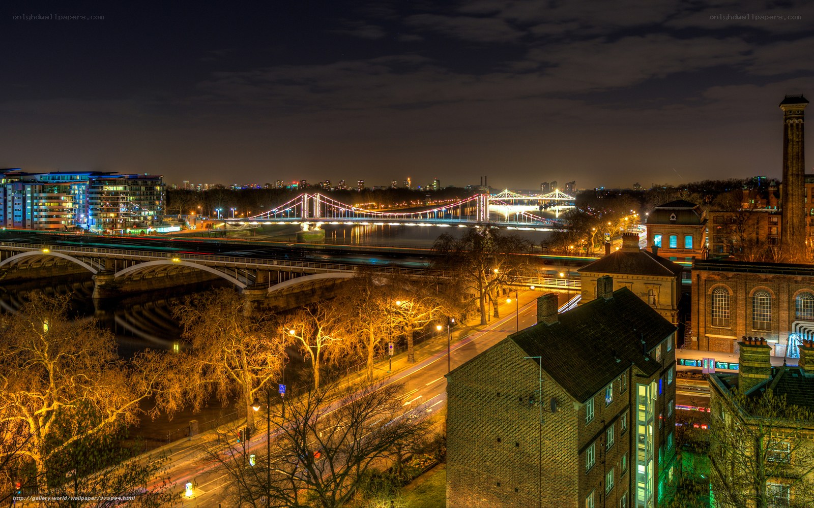 Night view of London bridges
