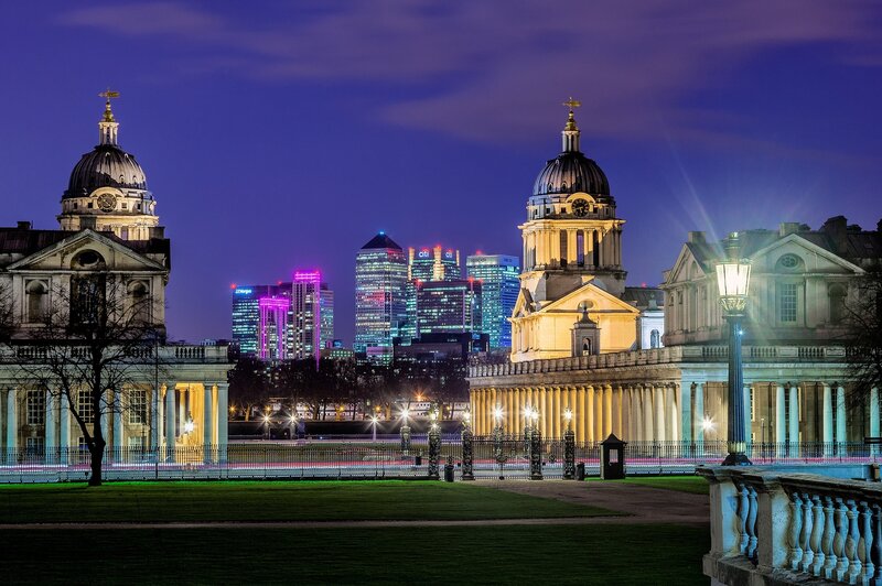 Night view of London skyline