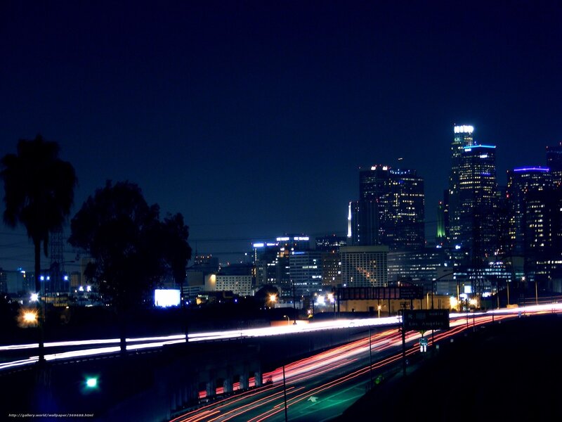 Night view of Los Angeles skyline