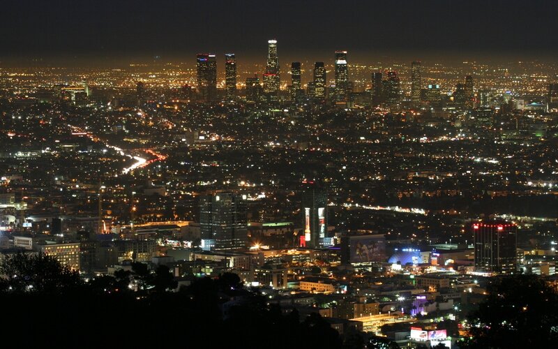 night view of los angeles skyline