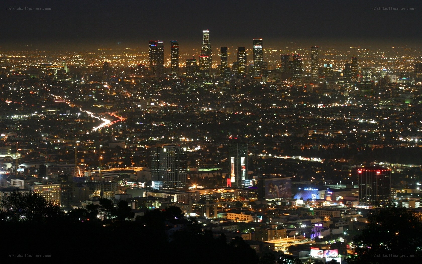 night view of los angeles skyline