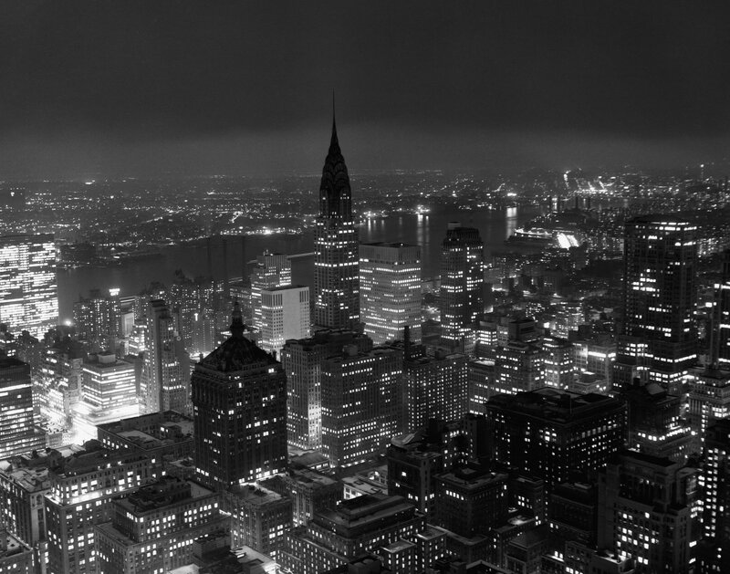 Night view of Manhattan skyline