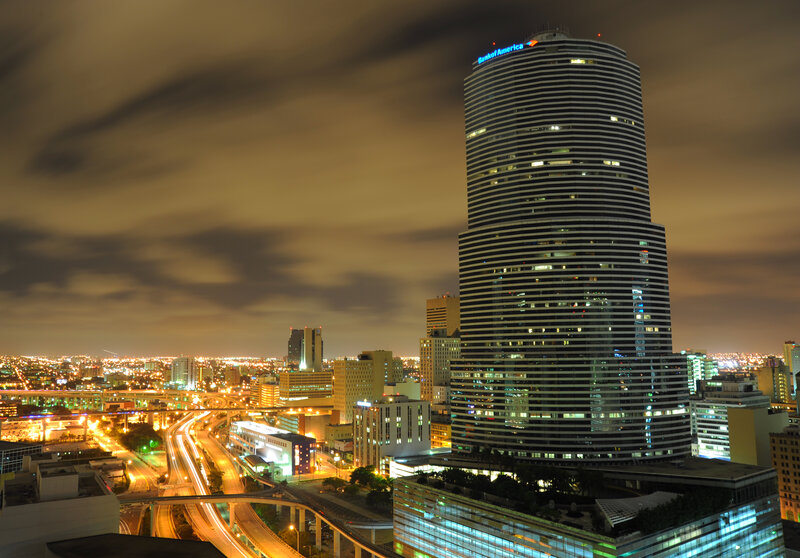 Night view of Miami skyline