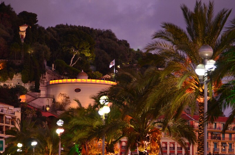 Night view of Monaco hillside