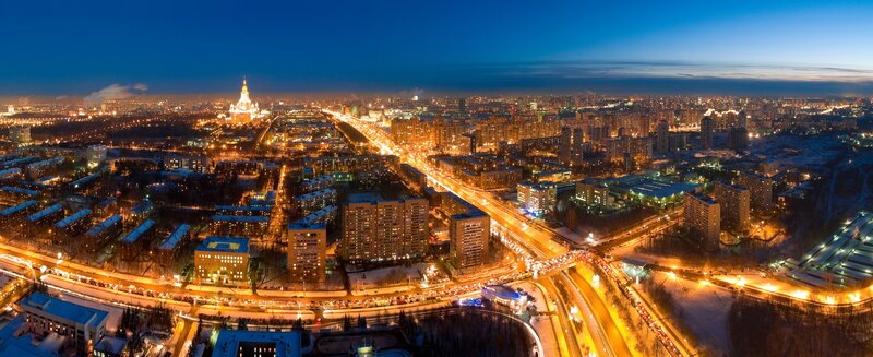 Night view of Moscow cityscape