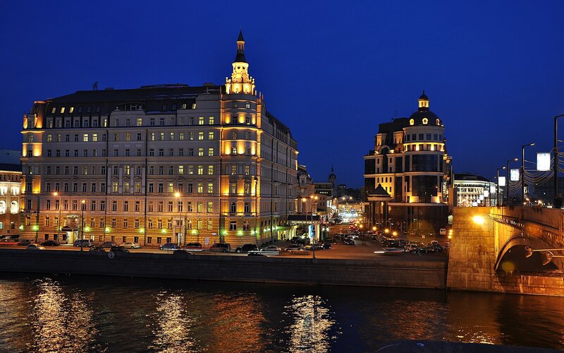 Night view of Moscow riverfront