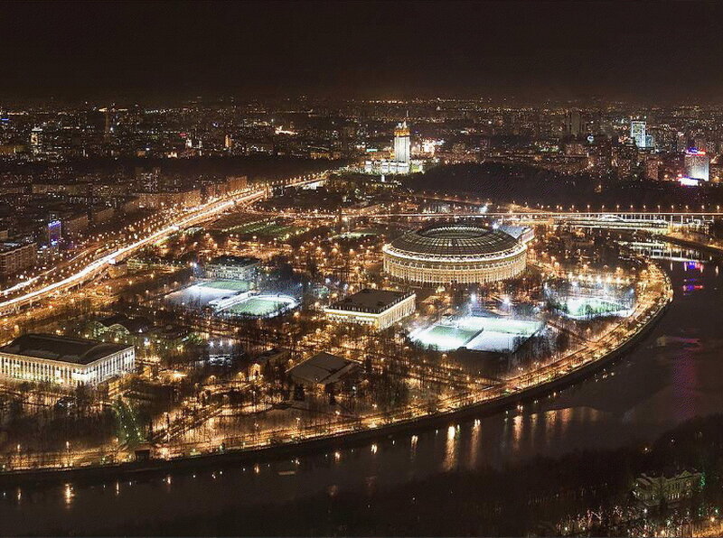 Night view of Moscow stadium